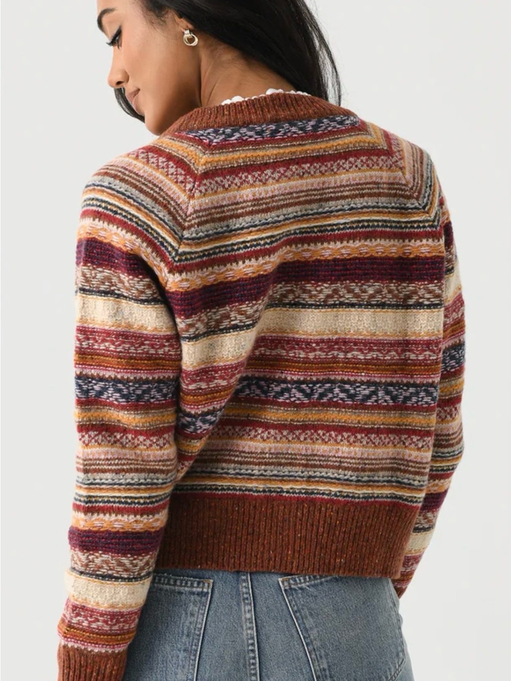 Faherty Multicolor Striped Button Cardigan in Rust and Pink - Picture 2 of 6